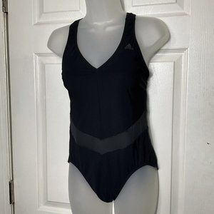 Adidas Woman’s Black One Piece Racerback Swimsuit Size 10 Athletic